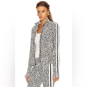 Norma Kamali Side Stripe Turtle Jacket Baby Leopard Casual Athletic Size Small
